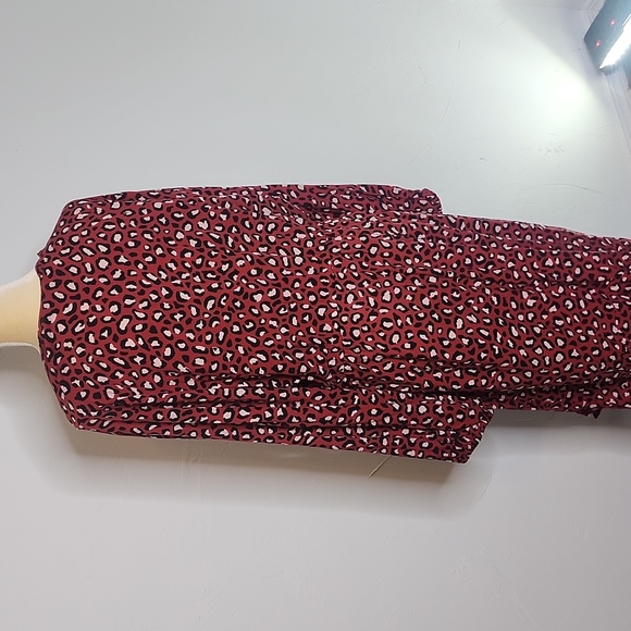 XL tall red cheetah print long sleeve dress - Picture 4 of 10